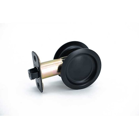 Orca Hardware Pocket Door Lock, Round, Passage Function, US19 Matte Black Finish PDLRD-PS-19